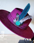 **Boho Western Felt Hat w/ Choice of Hatband- Plum 990b