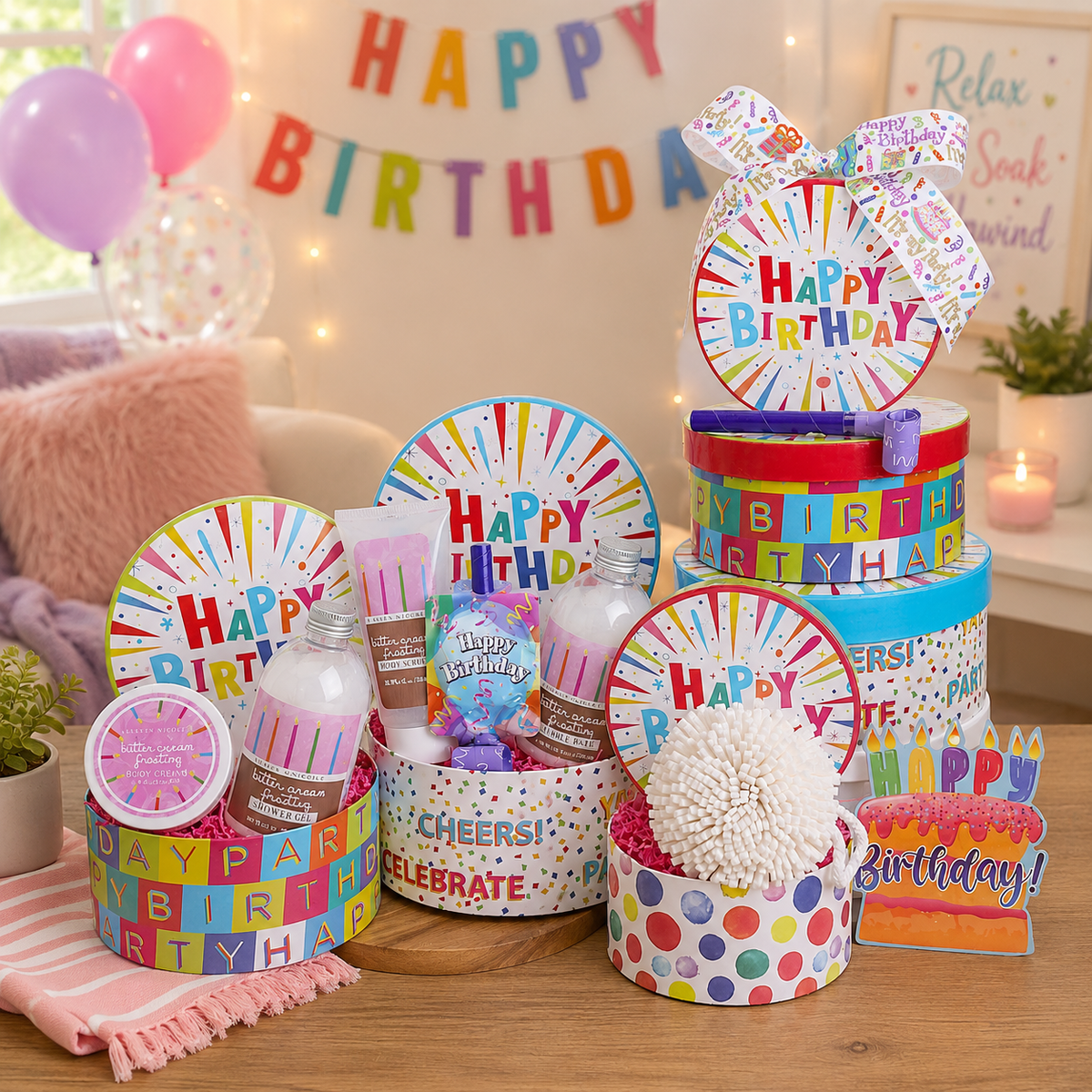 Happy Birthday Buttercream Bliss Spa Gift Tower