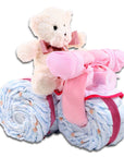 Pink Tricycle Diaper Cake Gift Basket