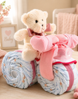 Pink Tricycle Diaper Cake Gift Basket
