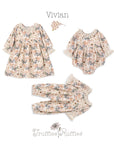 Vintage Floral Dress with Lace Collar Ruffles, Linen Blend