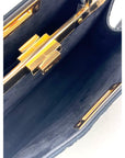 Fendi Peekaboo I see u Medium Printed Velvet Black Blue Satchel Shoulder Bag