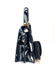Fendi Peekaboo I see u Medium Printed Velvet Black Blue Satchel Shoulder Bag