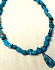 Chunky Turquoise Necklace w/ Natural Teardrop Pendant 249m