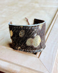 **Wide Leather Cuff w/ Adjustable Tie-Dark Metallic 001oh