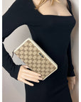 Gucci GG Logo Beige Zip Around Canvas Long Wallet