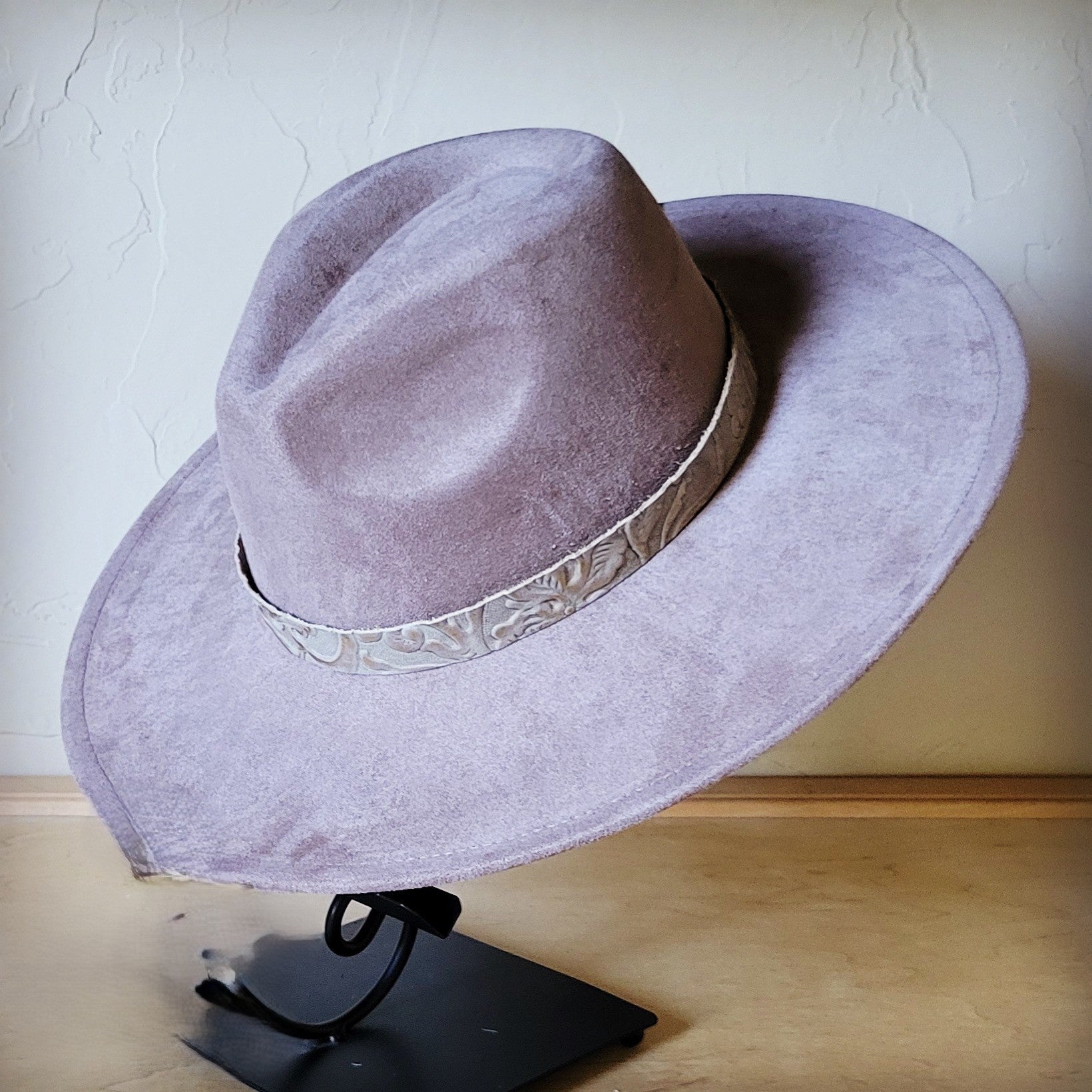 Taupe Boho Western Hat w/ Choice of Leather Band &amp; Turquoise Slab 983w