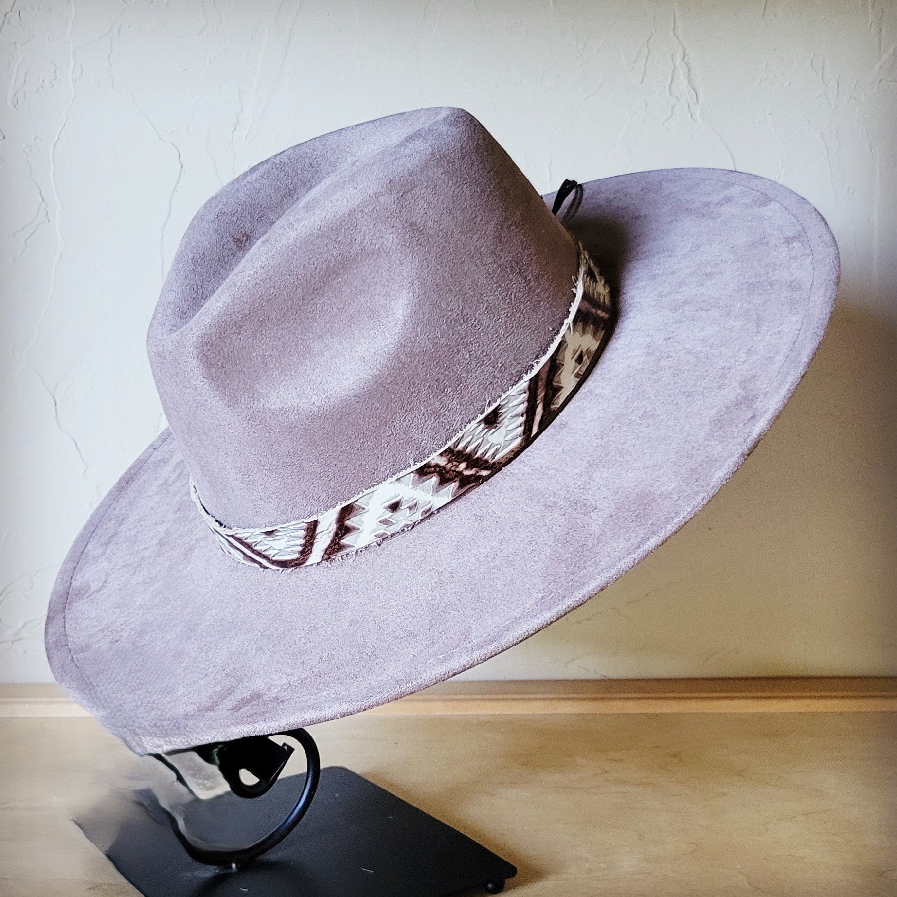 Taupe Boho Western Hat w/ Choice of Leather Band &amp; Turquoise Slab 983w