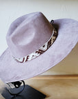 Taupe Boho Western Hat w/ Choice of Leather Band & Turquoise Slab 983w