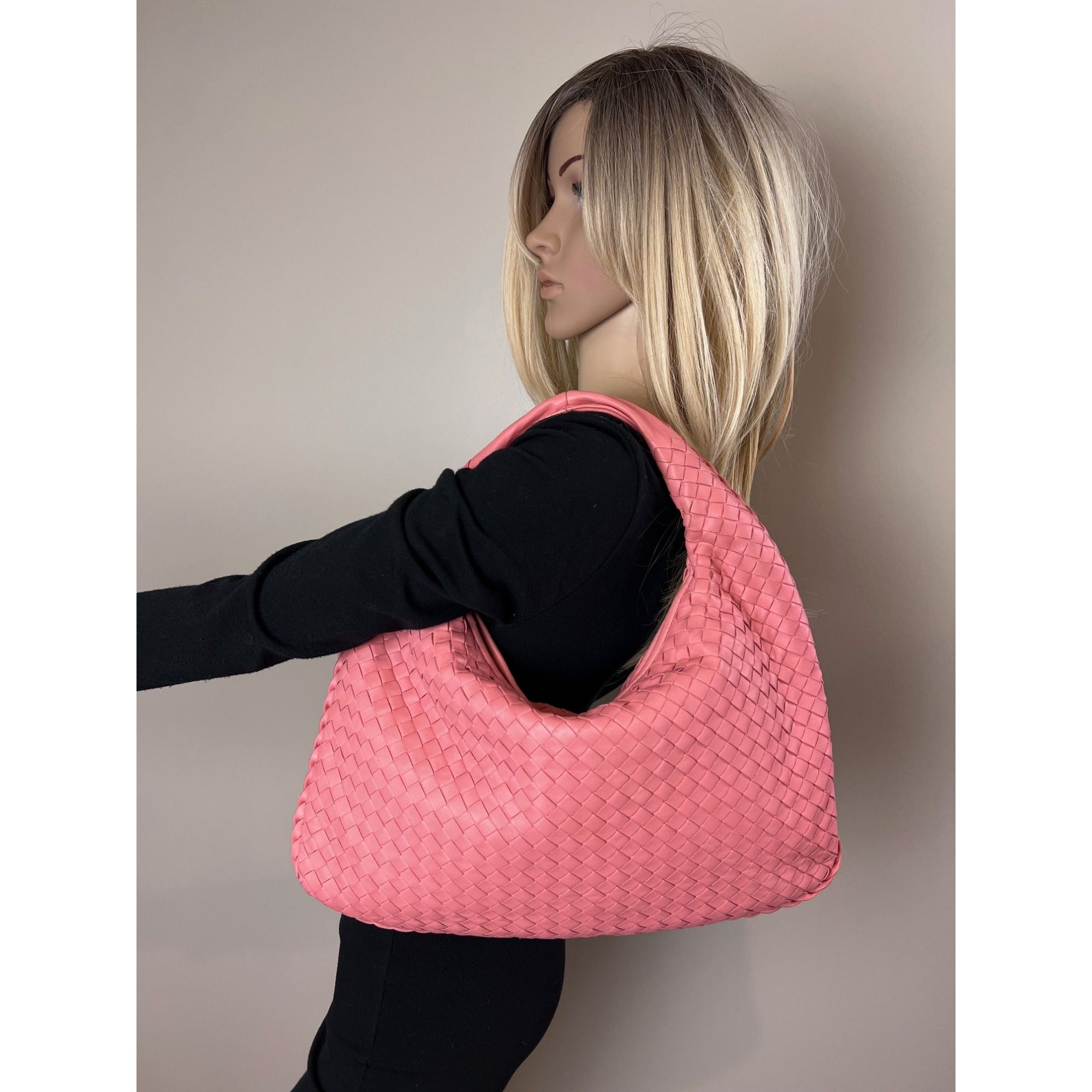 Bottega Veneta Nappa Intrecciato Medium Veneta Hobo Rose Pink Bag