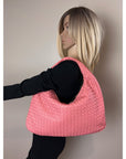 Bottega Veneta Nappa Intrecciato Medium Veneta Hobo Rose Pink Bag