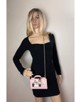 Dolce Gabbana Phone Bag St Dauphine Cartoon Pink Wallet on a Chain Hand Bag