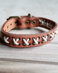 Vintage Woven Leather Cuff Bracelet X-Pattern 005B