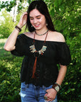 Aqua Terra and Wood Earrings 238R