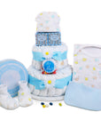 Blue Two-Tier Diaper Cake Gift Basket