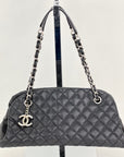 CHANEL Just Mademoiselle Quilted Caviar Black Bowling Shoulder Bag