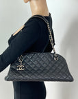 CHANEL Just Mademoiselle Quilted Caviar Black Bowling Shoulder Bag
