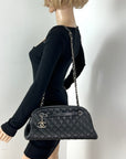 CHANEL Just Mademoiselle Quilted Caviar Black Bowling Shoulder Bag