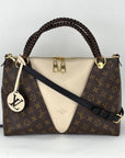 Louis Vuitton Monogram Braided V Tote MM White Leather Shoulder Hand Bag