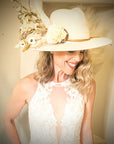 Boho Western Wedding Floral & Feather Bridsmaid Hat in Rust 984q