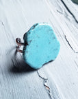 Blue Turquoise Slab Cocktail Statement Ring 012h