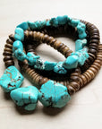 Chunky Blue Turquoise Nugget Bracelet 801e