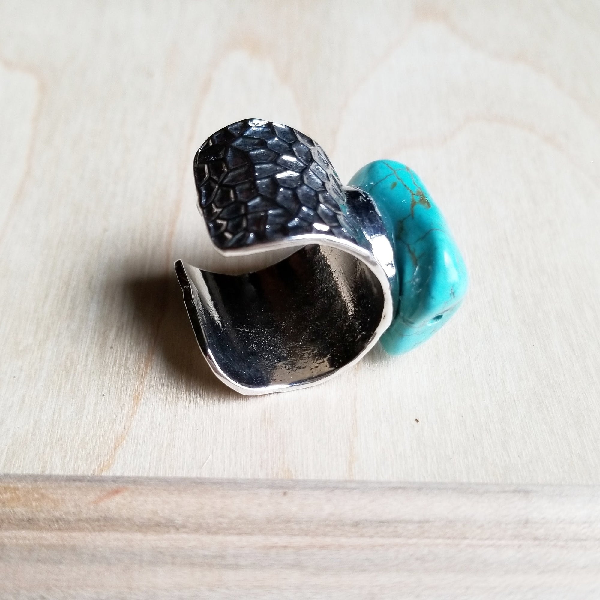 Turquoise Chunk on Cuff Ring  012o