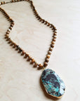 Bohemian Beaded Jasper Necklace with Ocean Agate Pendant 245u