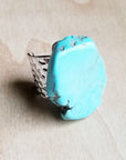 Blue Turquoise Slab Cocktail Statement Ring 012h