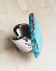 Blue Turquoise Slab Cocktail Statement Ring 012h