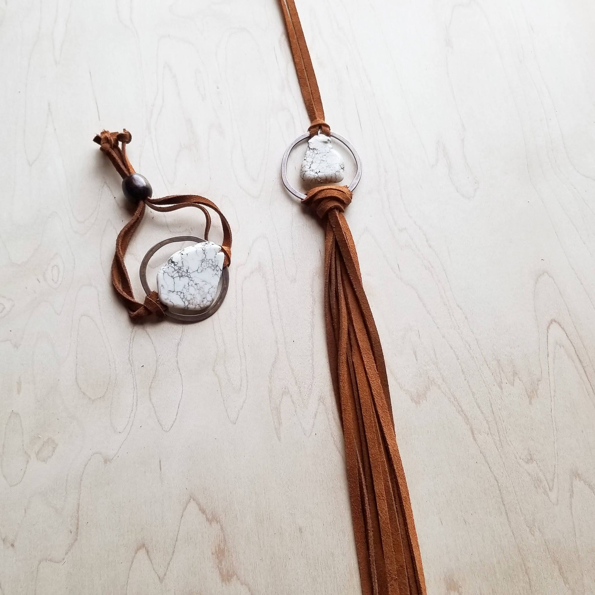 White Turquoise Bracelet w/ Adjustable Ties 010h