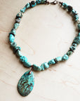 Chunky Turquoise Necklace w/ Natural Teardrop Pendant 249m