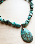 Chunky Turquoise Necklace w/ Natural Teardrop Pendant 249m