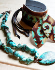 Chunky Turquoise Necklace w/ Natural Teardrop Pendant 249m