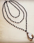 Faceted Glass Beaded Triple Strand Layering Necklace w/ Pendant 253k