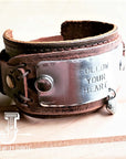 **FOLLOW YOUR HEART Distressed Leather Cuff 004E