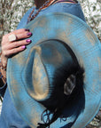 **Chunky White Turquoise Slab on Hammered Gold Cuff RingBase 012s