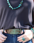 Natural Turquoise Chunk Statement Cuff Ring 012v