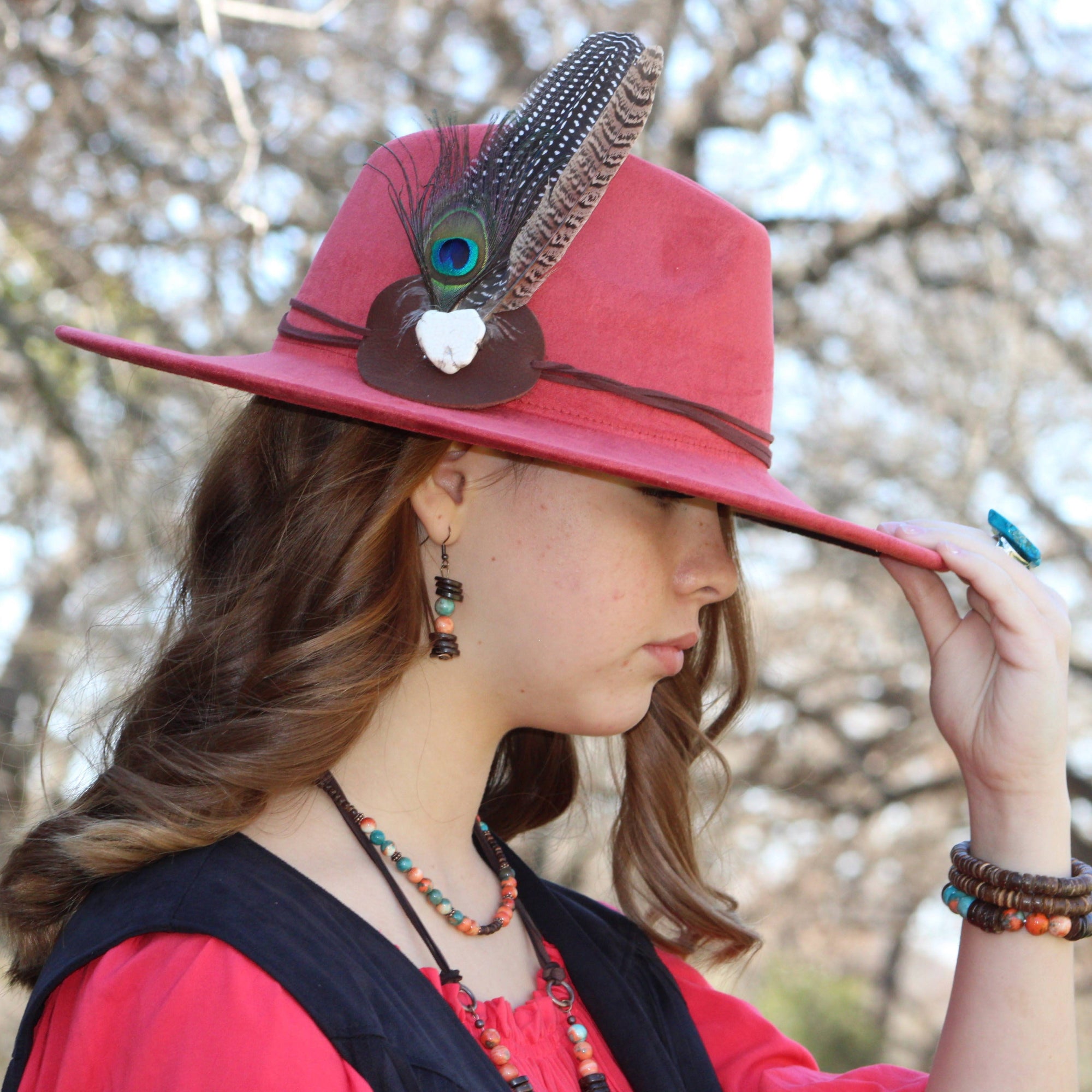 Natural American Turquoise and Wood Earrings 226h