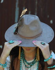 Genuine Leather Wide Cuff with Blue Turquoise Chunks 001z