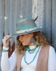 **Copper Cross Earrings w/ Blue Turquoise Chunks 220o