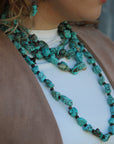 Large Triple Strand Blue Turquoise & Copper Collar Necklace 259d