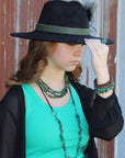 Triple Strand Natural Turquoise & Wood Collar Necklace 250m