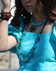 Turquoise Regalite Slab Necklace with Leather Ties 229h