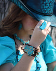 Blue Regalite Chunky Earrings 215p