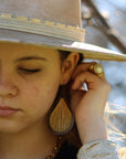 Large Woven Teardrop Earrings in Mustard 206a