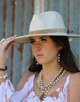 Western Copper Hoop Earrings w/ White Turquoise Beads 224g