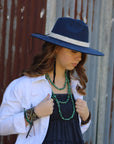 Turquoise Drop Earrings with Leather Tassel-Black 206g