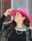 **Long Blue Turquoise and Wood Necklace 259k