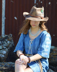 Five Strand Glass Pearl Collar-Length Necklace 257h